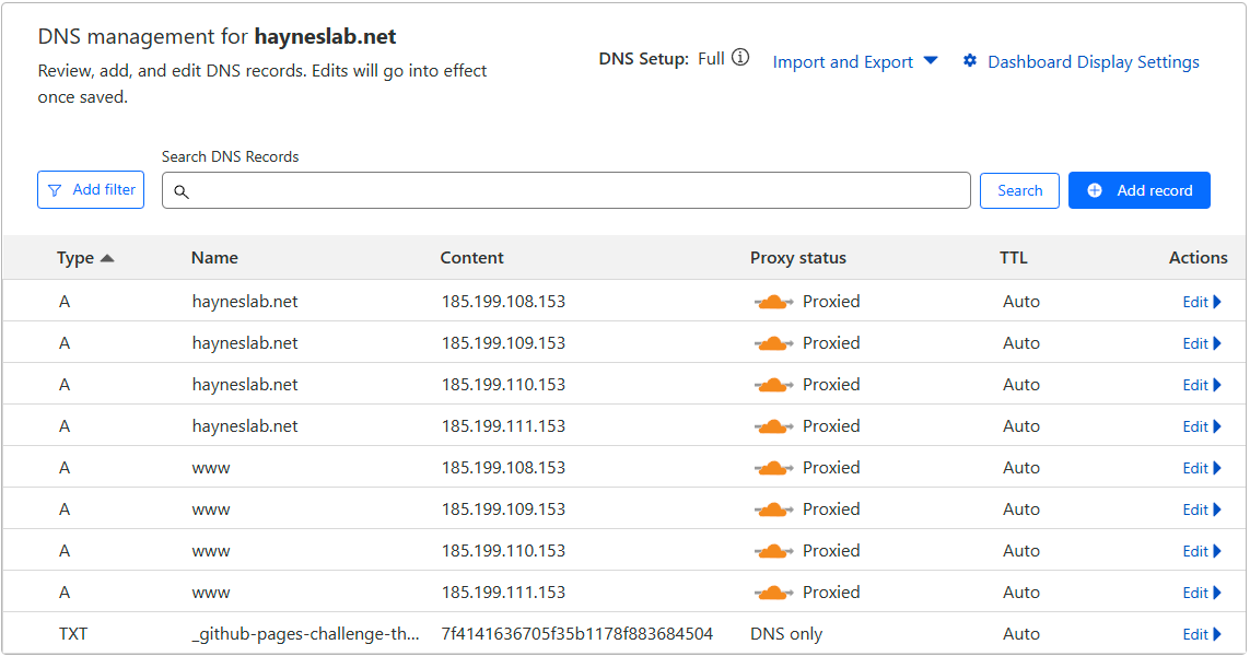 cloudflare DNS example