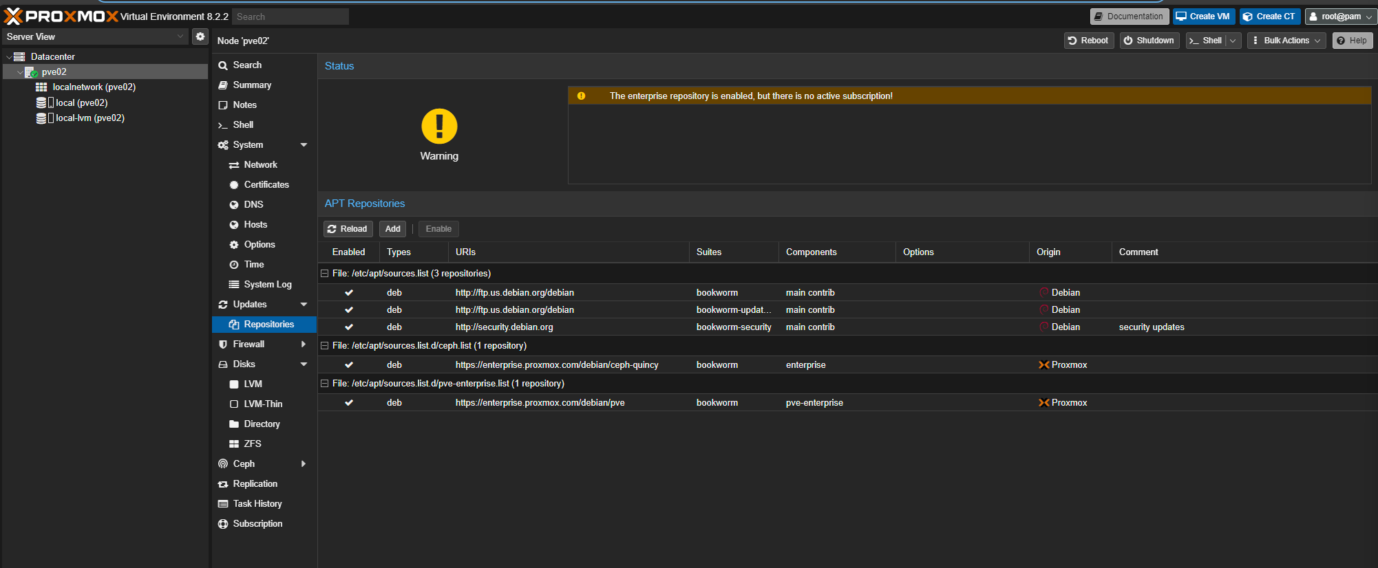 proxmox repos overview